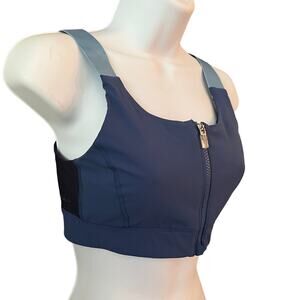 Outdoor Voices Powerhouse Blue Zip Front Compressive Sports Bra Sz S/M C Cup